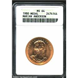 1980 American Arts Commemorative Series Half Ounce Gold Medal MS64 ANACS. Marian Anderson. There is.