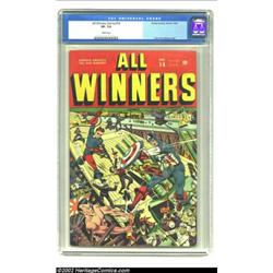 All Winners Comics #14 (Timely, 1944) CGC VF- 7.5 White pages. With its flat, sharp-cornered front i