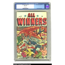 All Winners Comics #17 (Timely, 1945) CGC VF+ 8.5 Off-white pages. For once the superheroes are abou