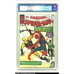 Amazing Spider-Man #16 (Marvel, 1964) CGC VF- 7.5 Cream to off-white pages. Daredevil makes a most d