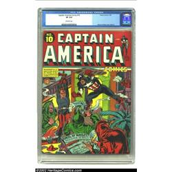 Captain America Comics #10 (Timely, 1942) CGC VF 8.0 Off-white pages. Simon and Kirby's last cover f