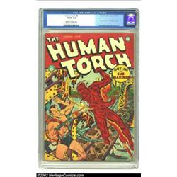 The Human Torch #8 (Timely, 1942) CGC FN/VF 7.0 Off-white to white pages. When not confronted by a c