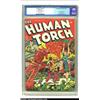 Image 1 : The Human Torch #12 (Timely, 1943) CGC VF+ 8.5 Off-white pages. The Human Torch burns a meanie bad t