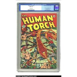 The Human Torch #14 (Timely, 1943) CGC VF- 7.5 Off-white pages. The twin flaming dervishes that are.