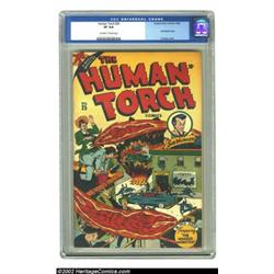 The Human Torch #25 (Timely, 1946) CGC VF 8.0 Off-white to white pages. Sol Brodsky did the cover fo