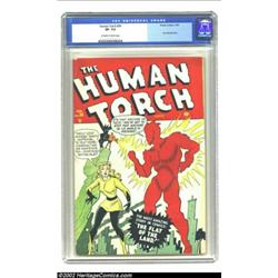 The Human Torch #34 (Timely, 1949) CGC VF- 7.5 Off-white to white pages. Overstreet gives Mike Sekow