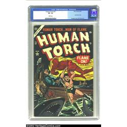 The Human Torch #37 (Timely, 1954) CGC VF- 7.5 White pages. These Atlas issues from the mid-fifties.