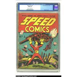 Speed Comics #3 (Harvey, 1939) CGC GD/VG 3.0 Cream to off-white pages. Shock Gibson hoists a Howitze
