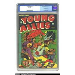 Young Allies Comics #4 (Timely, 1942) CGC VF- 7.5 Cream to off-white pages. Al Gabriele nudges Schom