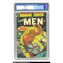 Young Men #28 (Atlas, 1954) CGC FN 6.0 Off-white pages. Carl Burgos delivers perhaps the best of his