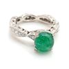 Image 1 : Platinum, Emerald & Diamond Ring