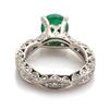 Image 2 : Platinum, Emerald & Diamond Ring