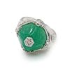 Image 3 : Art Deco Filigree Carved Chrysoprase Ring