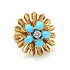 Image 2 : 18k Gold, Turquoise & Diamond Ring