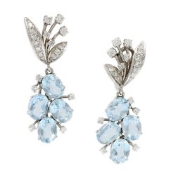Pair of Aquamarine & Diamond Earrings