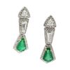 Image 1 : Pair of Emerald & Diamond Earrings