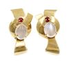 Image 1 : Pair of Moonstone and Ruby  Earrings