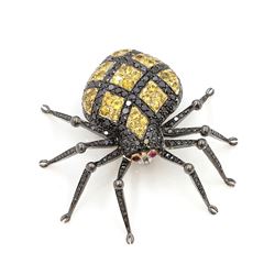 Yellow Sapphire & Black Diamond Pin