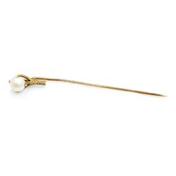 14k Gold Claw Holding Pearl Stick Pin