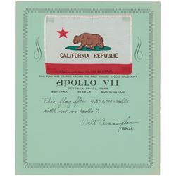 Walt Cunningham’s Apollo 7 Flown California Flag