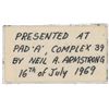 Image 2 : Guenter Wendt’s Space Taxi Card Presented by Armstrong at Apollo 11 Launch