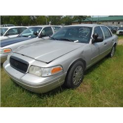 2008 FORD CROWN VICTORIA, S/N 2FAHP71V18X160201, V8 GAS, A/T, ODOMETER READING 182,657 MILES