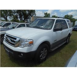 2007 FORD EXPEDITION XLT, S/N 1FMFU15557LA62832, V8 GAS, A/T