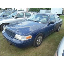 2003 FORD CROWN VICTORIA, S/N 2FAHP71W53X210759, V8 GAS, A/T, ODOMETER READING 92,327 MILES