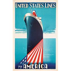 United States Lines Poster, rare
