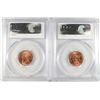 Image 2 : ( 2 ) 1955 LINCOLN CENTS, PCGS MS-66 RED  CHERRY!
