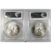 Image 2 : ( 2 ) 2002 AMERICAN SILVER EAGLES, PCGS MS-69