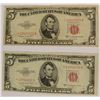 Image 1 : 2- $5.00 STAR NOTES RED SEAL, BOTH 1953B, CIRC & AU