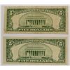 Image 2 : 2- $5.00 STAR NOTES RED SEAL, BOTH 1953B, CIRC & AU