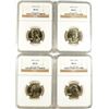 Image 1 : LOT OF ( 4 )  WASHINGTON QUARTERS, NGC GRADED MS-65:  1981-D, 87-D, 90-D & 93-P