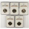 Image 1 : ( 5 )  WASHINGTON QUARTERS, NGC GRADED MS-66:  1976-D, 87-D,  97-P & 2-1997-D