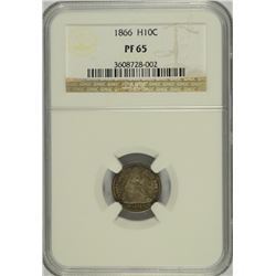 1866 PROOF SEATED HALF DIME NGC PF-65
