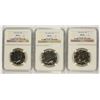 Image 1 : 1965 SMS, 1966 SMS & 1967 SMS KENNEDY HALF DOLLARS ALL NGC MS-66