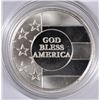 Image 1 : "GOD BLESS AMERICA" ON A ONE OUNCE .999 SILVER ROUND IN PLASTIC CAPSULE