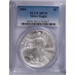 2004 AMERICAN SILVER EAGLE, PCGS MS-70!