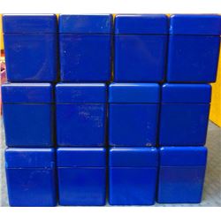 ( 12 ) USED BLUE PCGS SLABBED COIN BOXES WITH LIDS, EACH BOX HOLDS ( 20 ) COINS