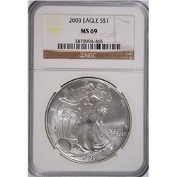 2003 AMERICAN SILVER EAGLE, NGC MS-69