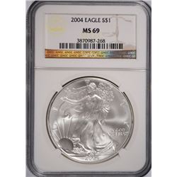 2004 AMERICAN SILVER EAGLE, NGC MS-69