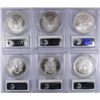 Image 2 : 2002, 2003, 2004, 2005, 2006 & 2007 AMERICAN SILVER EAGLES, ALL PCGS MS-69!