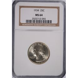 1934 WASHINGTON QUARTER, NGC MS-64