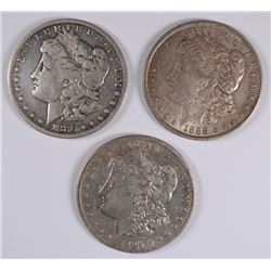 LOT OF ( 3 ) NICE CIRC MORGAN DOLLARS:  1880-O, 1888 & 1904