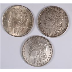 LOT OF ( 3 ) NICE CIRC MORGAN DOLLARS:  1879, 1887 & 1921