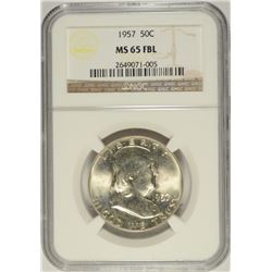 1957 FRANKLIN HALF DOLLAR, NGC MS-65 FBL