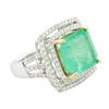 Image 2 : 14KT White Gold 11.78 ctw Emerald and Diamond Ring