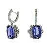 Image 2 : 14KT White Gold 10.60 ctw Tanzanite and Diamond Earrings