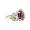 Image 2 : PLATED SILVER 5.72 ctw Ruby and White Topaz Ring